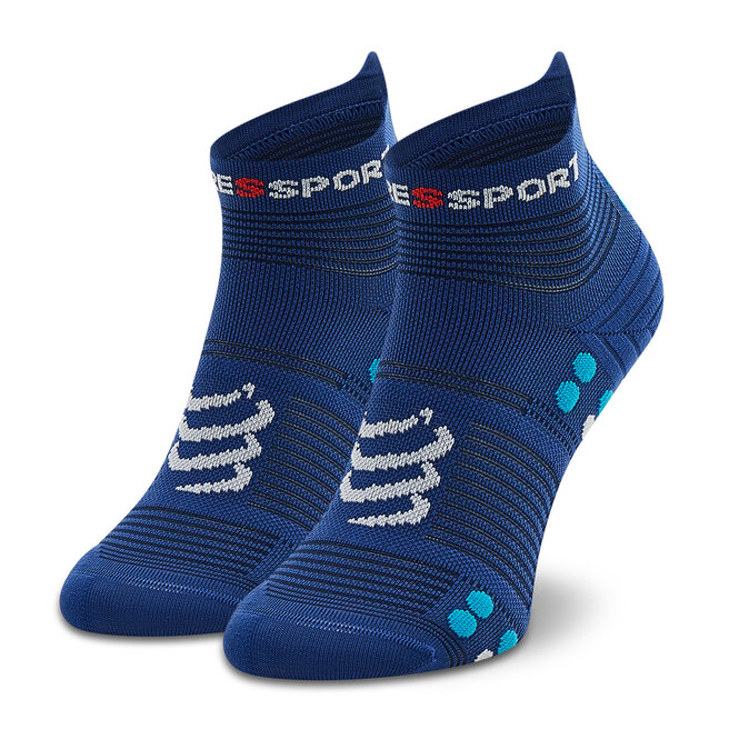 Calcetines altos unisex Compressport Pro Racing Socks V4.0 Run Low  XU00047B_533 Sodalite/Fluo Blue