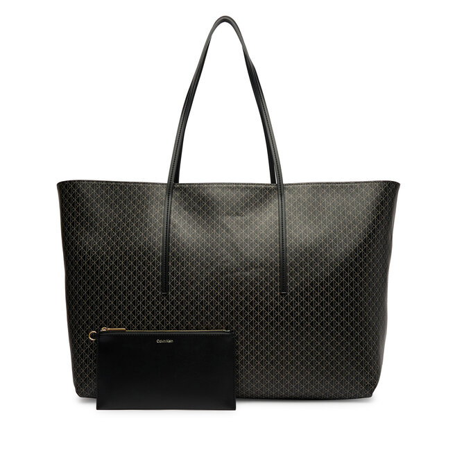 Torebka Calvin Klein Emblem Aop Large Tote W/ Pouch LV04F3364G Czarny -