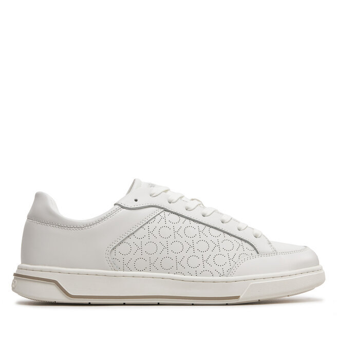 Sneakersy Calvin Klein Low Top Lace Up Lth Perf Mono - Biały
