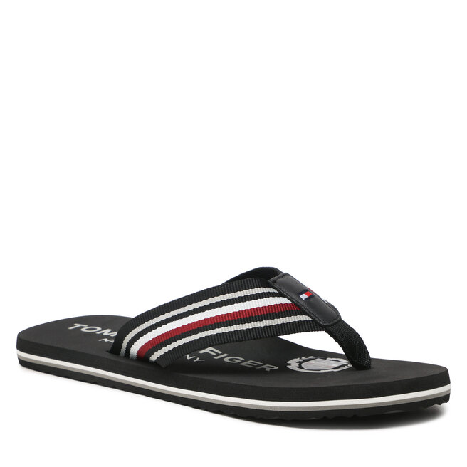 Flip flop Tommy Hilfiger Corporate Stripes Beach Sandal FM0FM04407 Black BDS BDS imagine noua