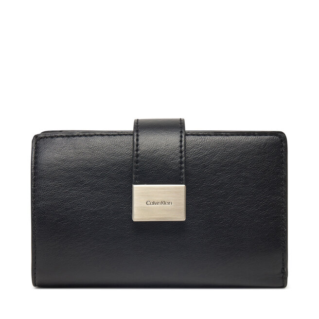 Portfel damski Calvin Klein Hardware Snap Medium Bifold - Czarny