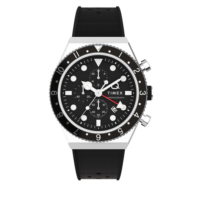 Zegarek Timex Q Timex Three Time Zone Chronograph - Czarny