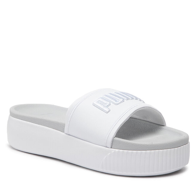 PUMA Womens Platform Slide Tape Sandals Shoes 380677-01 White Black Size  8.5 New | eBay
