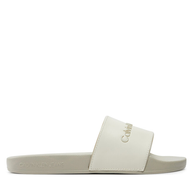 Klapki Calvin Klein Jeans Slide Instituitional Mtr - Écru