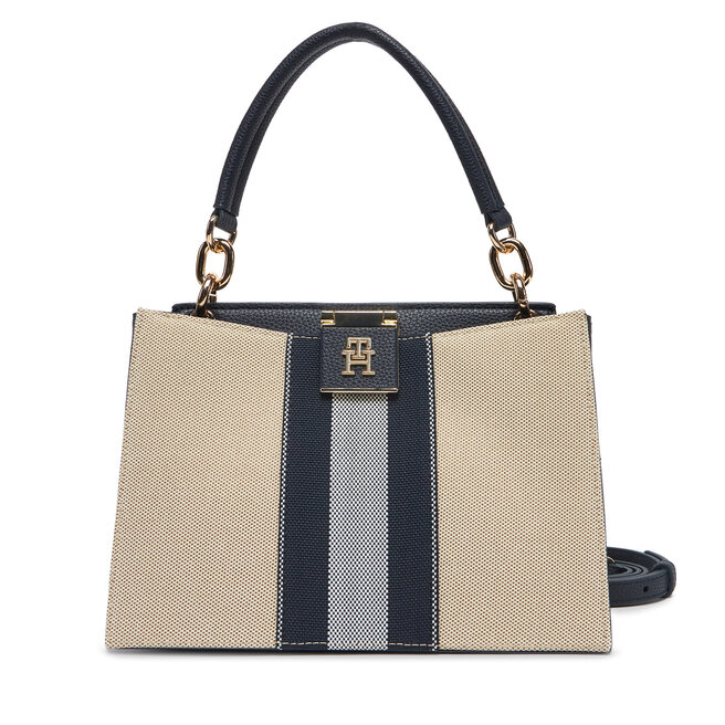 Torebka Tommy Hilfiger Th Her Mini Tote Canvas Stripe - Granatowy