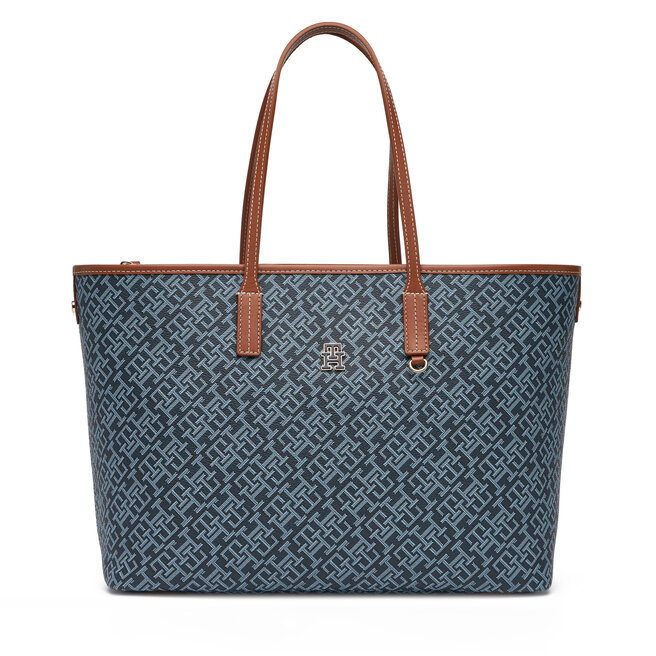 Torebka Tommy Hilfiger Th Monoplay Leather Tote - Granatowy