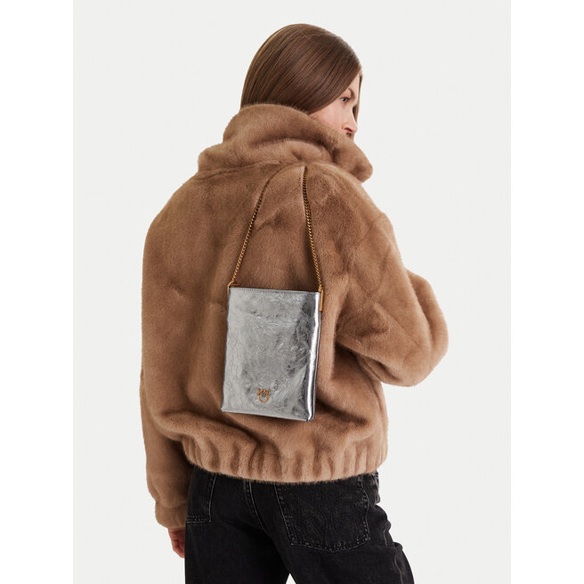 Torebka PINKO Flat Satchel AI 25-26 PCPL 105352 A2OT Srebrny -