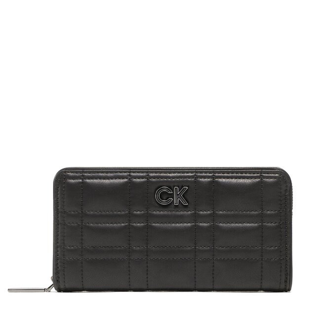 Calvin Klein Portefeuille femme grand format Calvin Klein Re-Lock Quilt Z/A Wallet Lg K60K609912 BAX