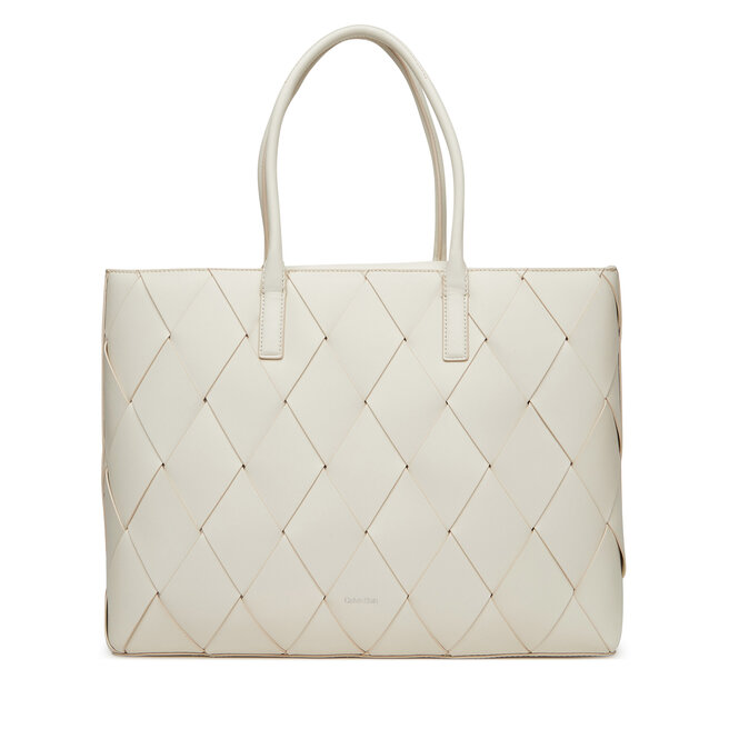 Torebka Calvin Klein Ck Woven Medium Shopper - Biały
