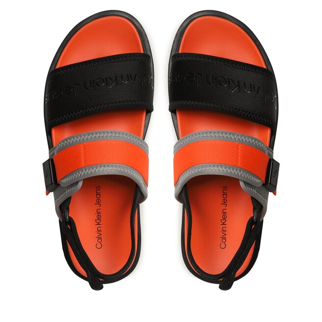Calvin Klein Jeans Sandali Calvin Klein Jeans Doublebar Hardware YM0YM00643 Black/Orange 0JH
