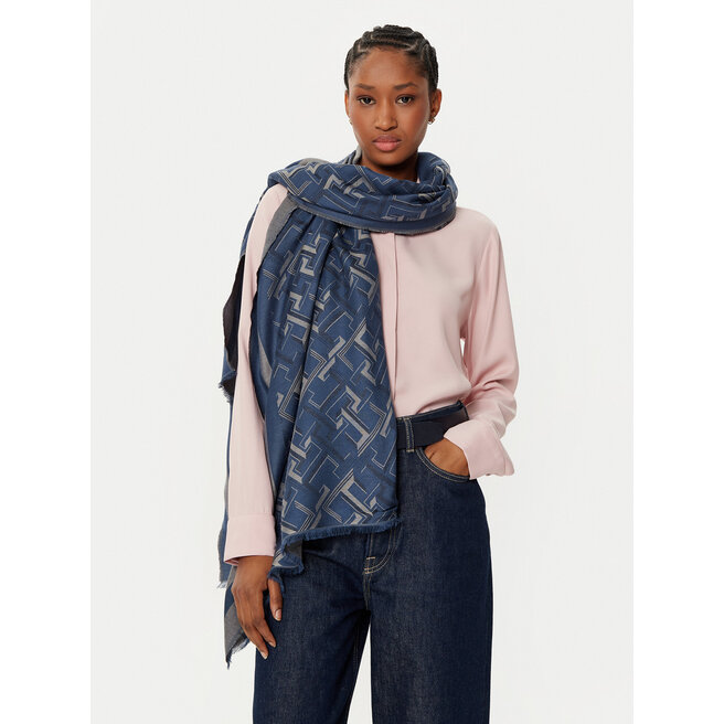 Szal Tommy Hilfiger Distinct Jacquard Scarf - Niebieski