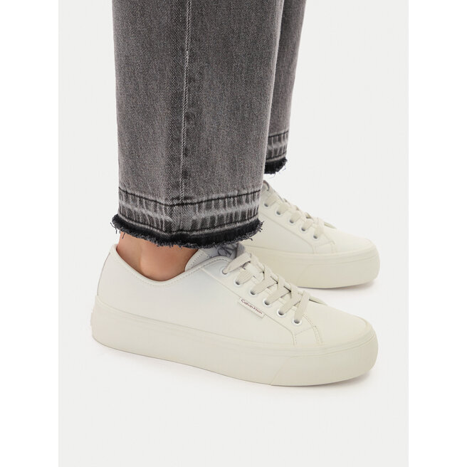 Sneakersy Calvin Klein Vulc Flatf Lace Up Lth YW0YW01932 Biały