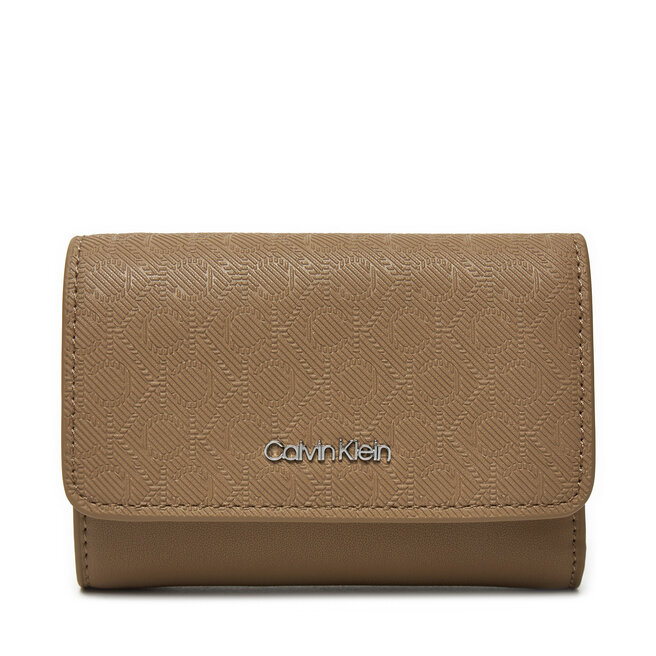 Mały Portfel Damski Calvin Klein Ck Must Small Trifold_Mono - Beżowy