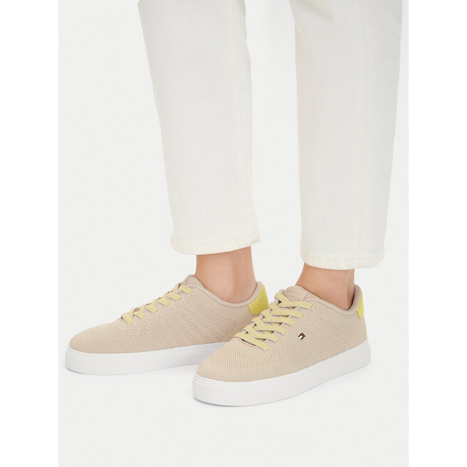 Sneakersy Tommy Hilfiger Knit Cupsole FW0FW09289 Beżowy