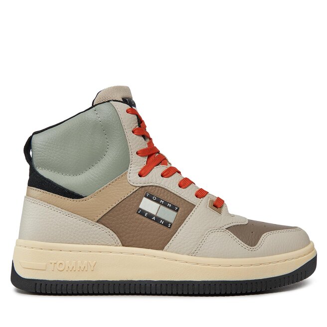Sneakersy Tommy Jeans Tjm Basket Mid Leather - Beżowy