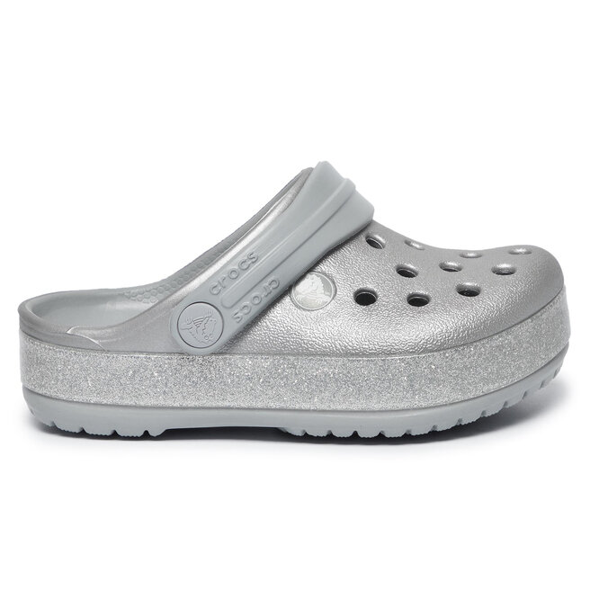 Crocband glitter clog silver top