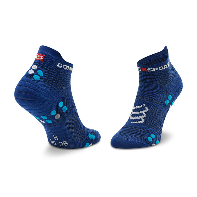 Compressport Unisex Magasszárú Zokni Compressport Pro Racing Socks V4.0 Run Low XU00047B_533 Sodalite/Fluo Blue