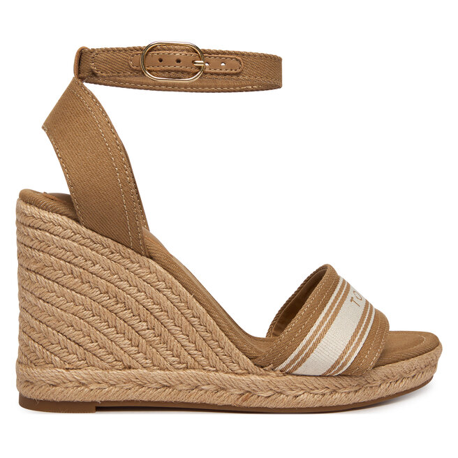 Espadryle Tommy Hilfiger High Wedge Espad Webbing FW0FW09342 Beżowy - kobiece