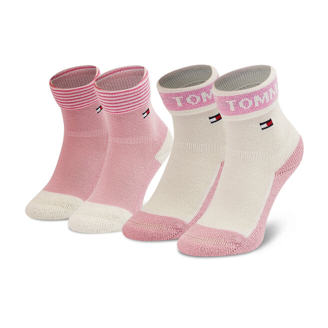 Σετ ψηλές κάλτσες παιδικές 2 τεμαχίων Tommy Hilfiger 701210508 Pink Combo 002