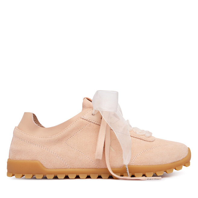 Sneakersy Calvin Klein Low Profile Run Mg Sue Db Laces HW0HW03150 Różowy jasny - kobiece