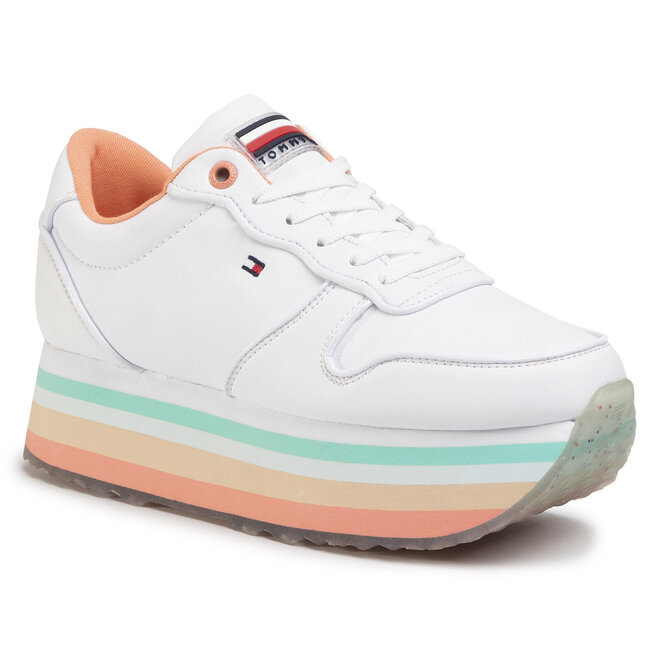 Sneakers Tommy Hilfiger Piped Flatform Sneaker FW0FW04702 White YBS ...