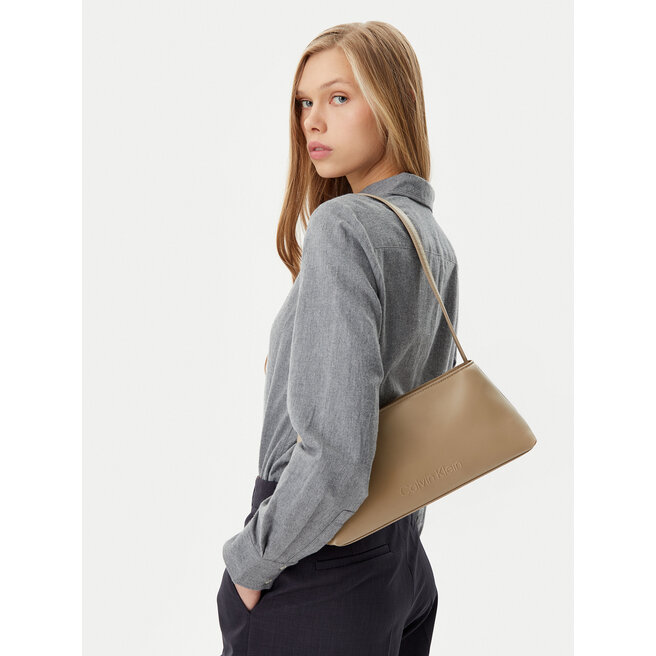Torebka Calvin Klein Embossed Logo Shoulder Bag K60K612550 Beżowy -
