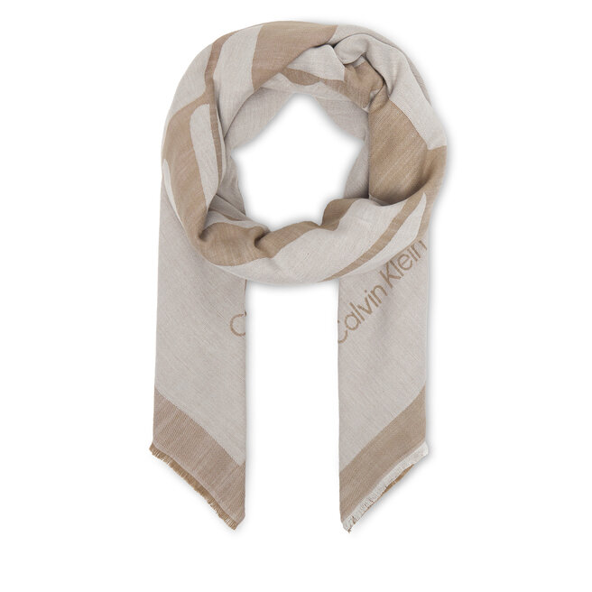Chusta Calvin Klein Calvin Chambray Square Scarf LV04F8085G Beżowy -