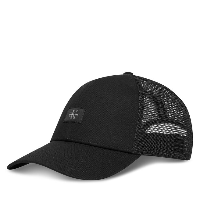 Czapka z daszkiem Calvin Klein Monologo Woven Patch Trucker LV04D5099G Czarny -