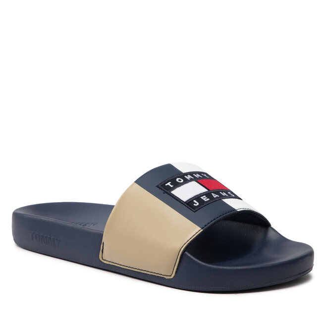 Șlapi Tommy Jeans Block Archive Poolslide EM0EM01048 Twilight Navy C87 Archive imagine noua