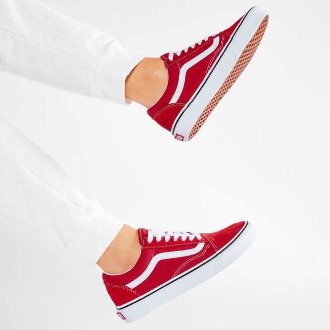 racing red vans old skool
