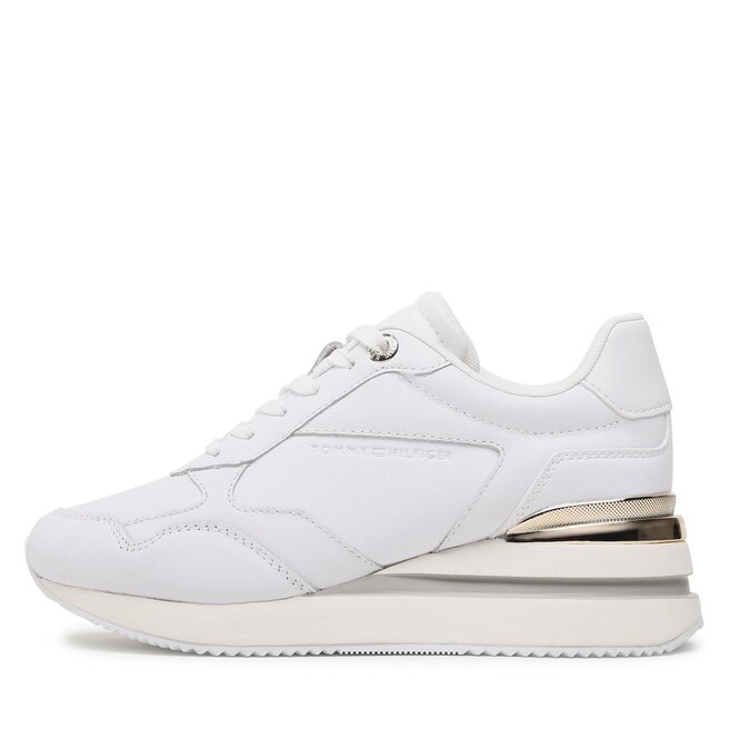 Tommy Hilfiger Sneakersy Tommy Hilfiger Wedge Sneaker With Gold FW0FW07031 White YBS