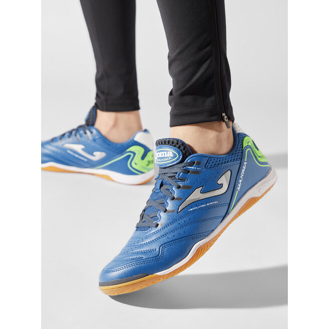 Chaussures De Foot En Salle Joma Maxima 2304 – Unisexe – Turf – Coloris Royal/Green Fluor