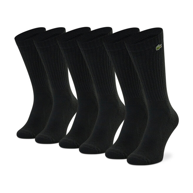 Zestaw 3 par wysokich skarpet unisex Lacoste - Czarny