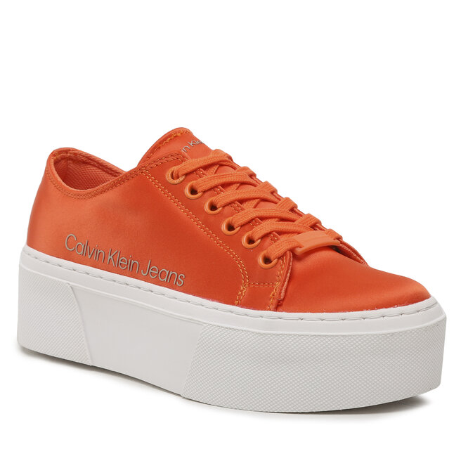 Sneakers Calvin Klein Jeans Flatform + Cupsole Satin YW0YW00917 Firecracker 0JG 0JG imagine noua