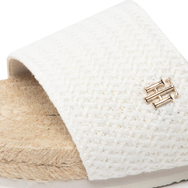 Tommy Hilfiger Espadrilles Tommy Hilfiger Th Textured Flat Sandal FW0FW06438 Ecru YBL