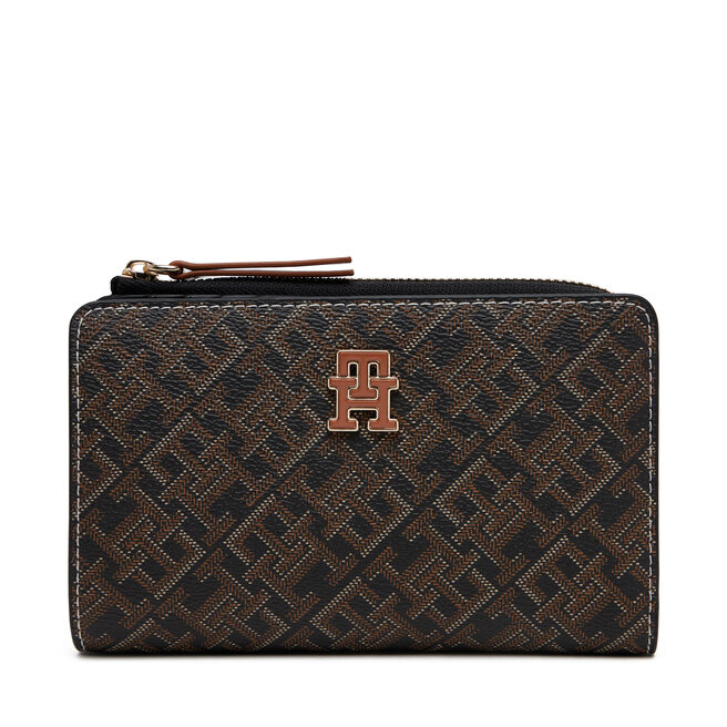 Duży Portfel Damski Tommy Hilfiger Th Monoplay Leather Med 7 Wallet - Czarny