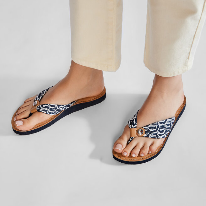 Tommy Hilfiger Flip flop Tommy Hilfiger Leather Footbed Th Beach Sandal FW0FW05659 Desert Sky DW5