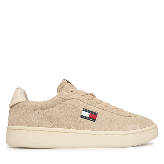 Sneakersy Tommy Jeans Logo Suede Archive EN02985 Beżowy - kobiece