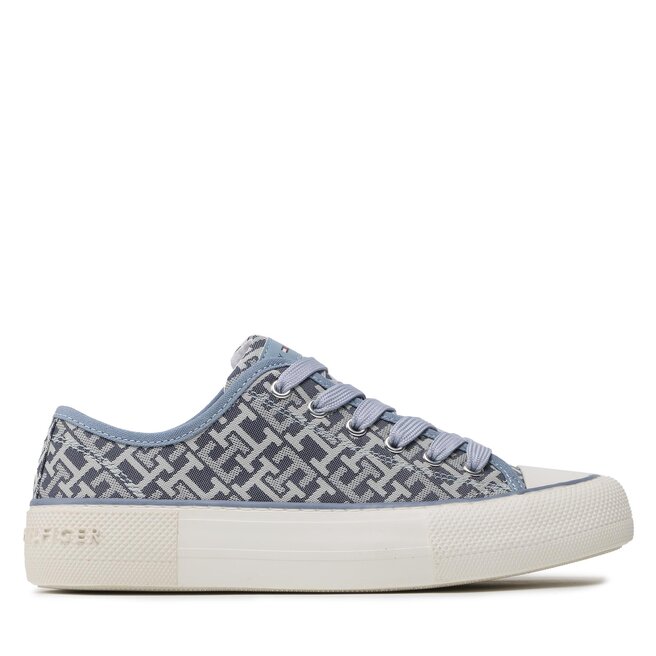 Tommy Hilfiger Teniși Tommy Hilfiger Logo All Over Low Cut Lace-Up Sneaker T3A9-32675-0034 S Denim 806