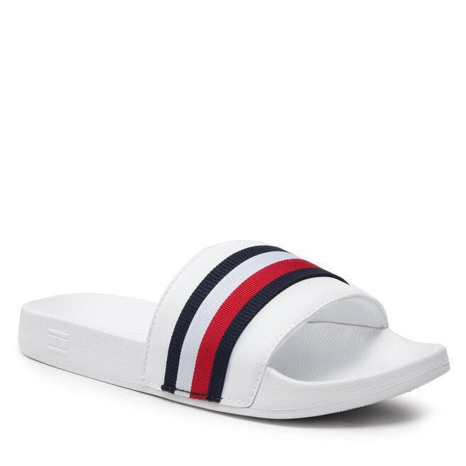 Παντόφλες Tommy Hilfiger Corporate Web Detail Slide FW0FW06719 White YBR