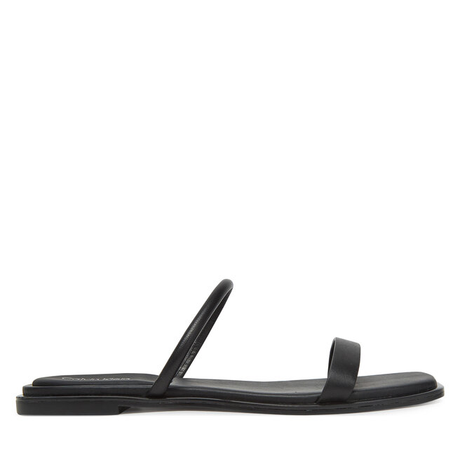 Klapki Calvin Klein Flat Sandal Squared 2-Bar Lth - Czarny