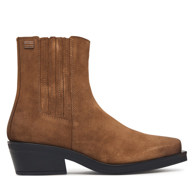 Botki Tommy Jeans Tjw Suede Cowboy Boots EN0EN03142 Brązowy