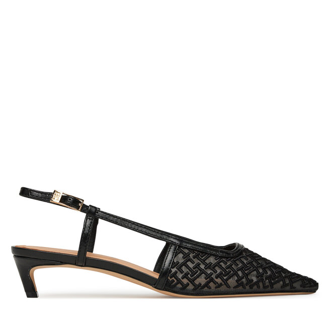 Sandały Tommy Hilfiger Mono Squared Toe Kitten Slingb - Czarny