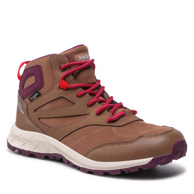 Jack Wolfskin Schnürschuhe Jack Wolfskin Woodland Texapore Mid K 4042152 Brown/Pink