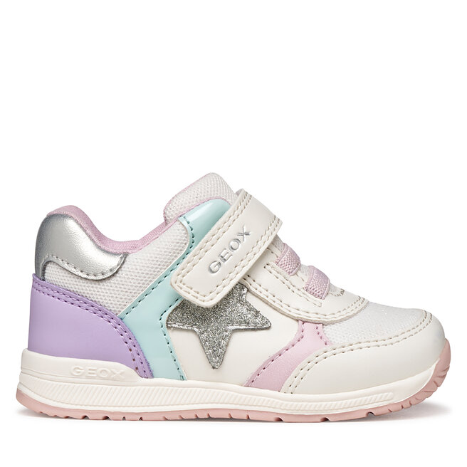 Sneakersy Geox B Rishon Girl B560LA 0BCEW C1022 Biały - dziewczęce