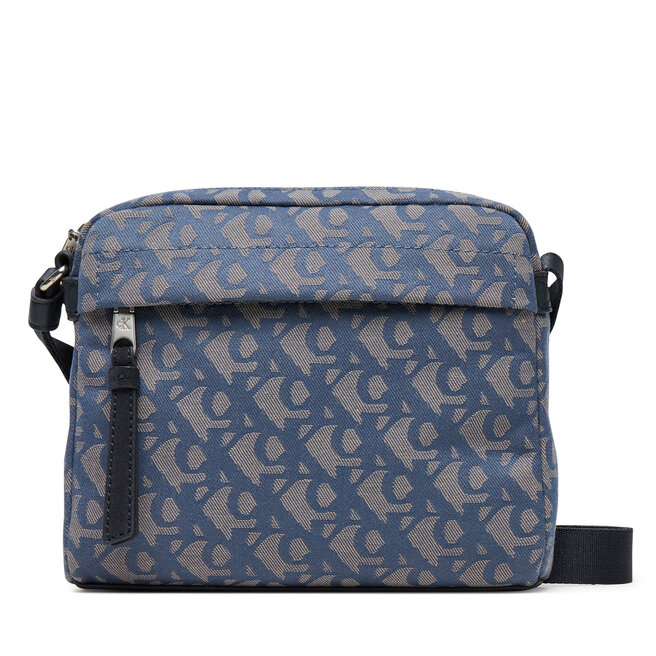 Saszetka Calvin Klein Slouched Monogram Mini Zip Fligh - Błękitny