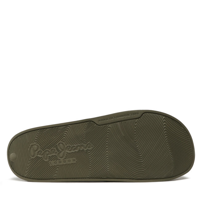 Pepe Jeans Șlapi Pepe Jeans Slider Print PMS70124 Khaki Green 765