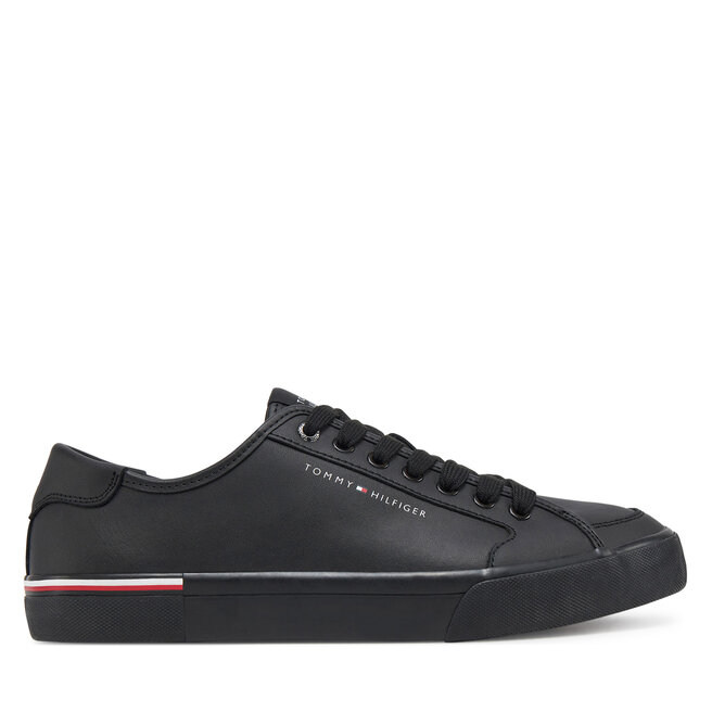 Sneakersy Tommy Hilfiger Core Corporate Vulc Leather - Czarny