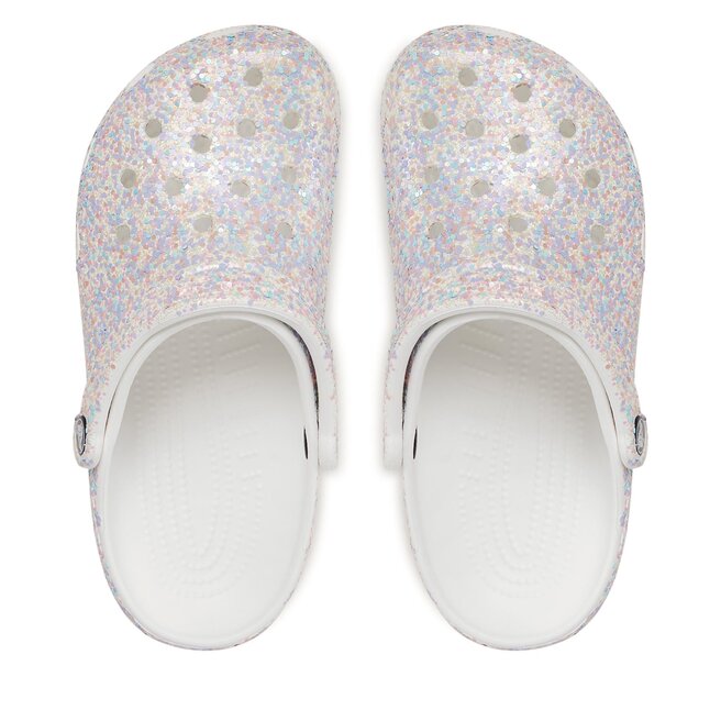 Pantoletten Crocs Crocs Classic Glitter Clog 205942 White/Multi 94S ...