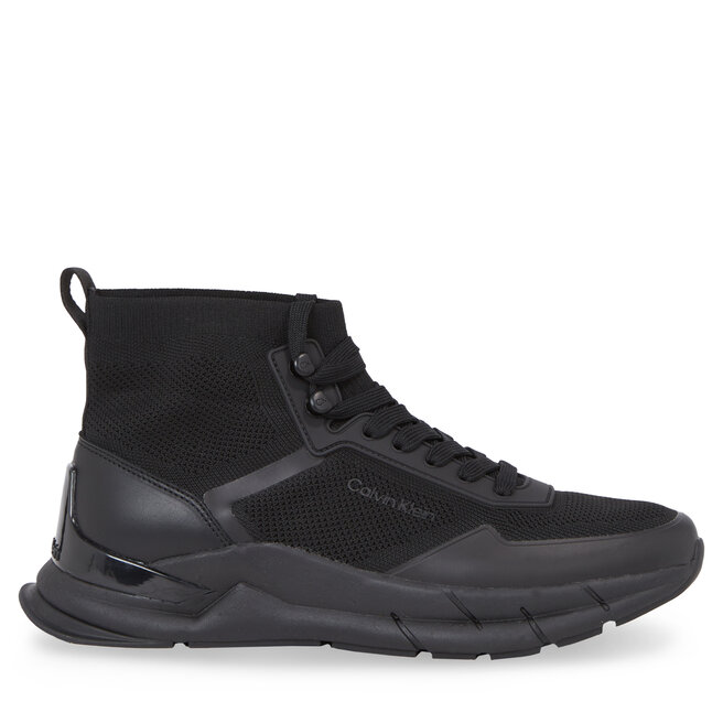 Sneakersy Calvin Klein High Top Lace Up Knit - Czarny